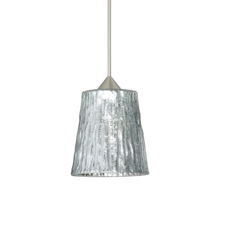 Besa Lighting Nico 4 Cord Pendant, Stone Silver Foil, Satin Nickel Finish, 1x50W Halogen 1XT-5125SF-SN